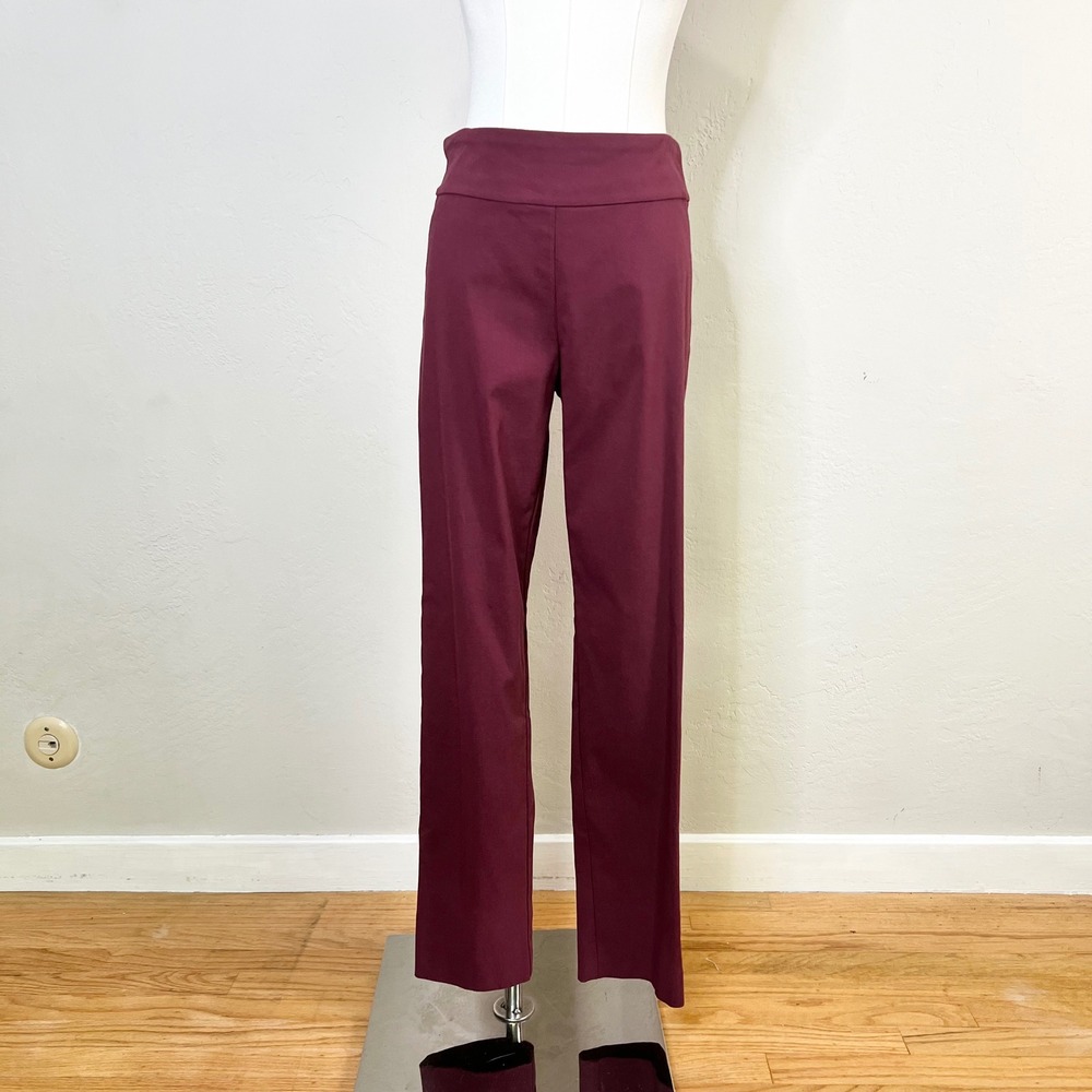 Krazy Larry Burgundy Pull On Ankle Pants Size 4 High Rise Stretch Made in USA